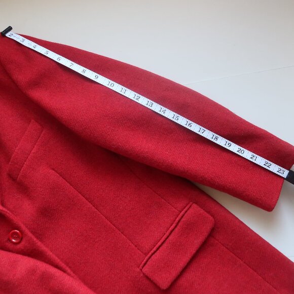 Weekend Max Mara Red Virgin Wool Single-breasted Blazer Short Coat Size 10 - Picture 11 of 14